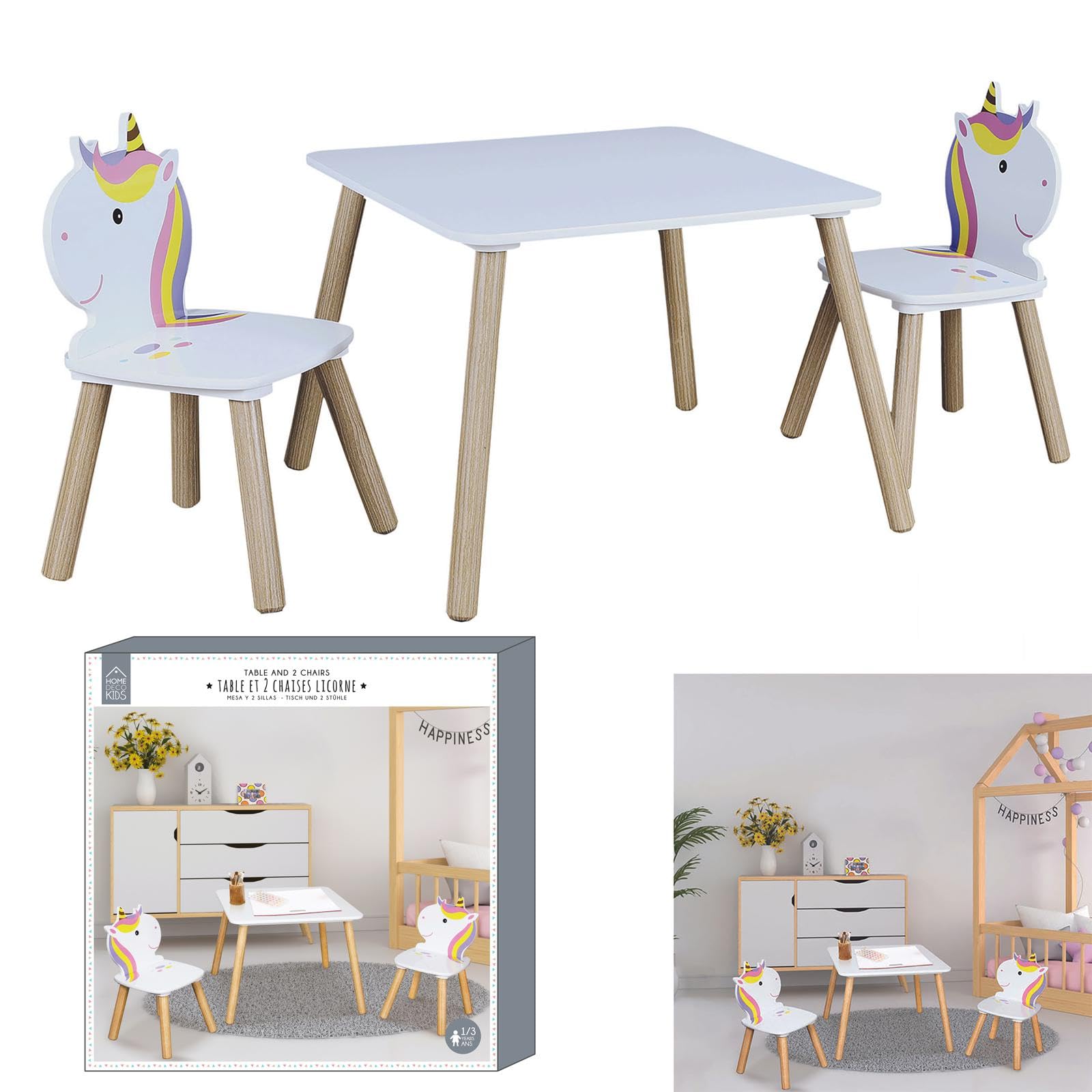 HOME DECO KIDS MESA C/2 SILLAS INF. UNICORNIO
