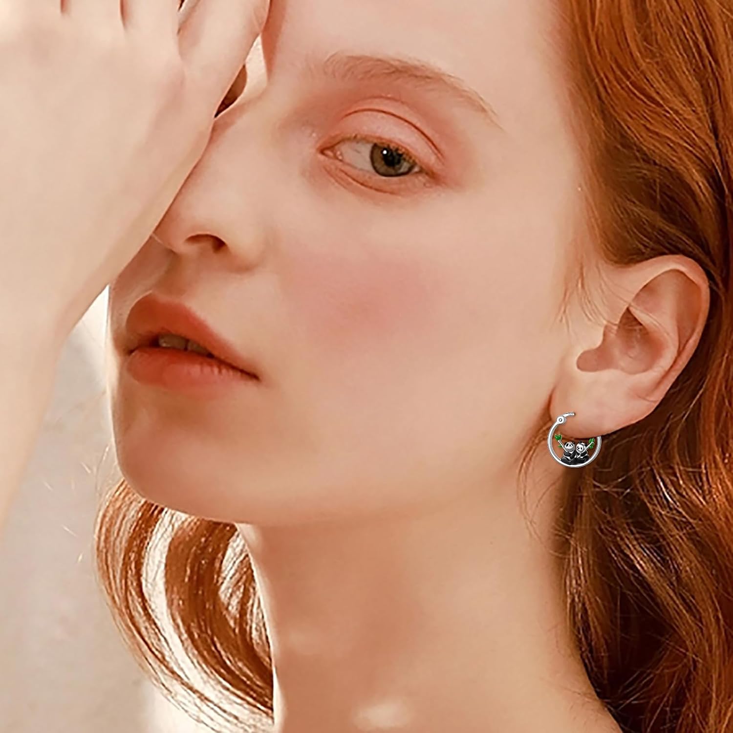 925 Sterling Silver Panda Hoop Earrings for Women Huggie Hoop Earrings Cute Animal Earrings Jewelry Gift - Image 6