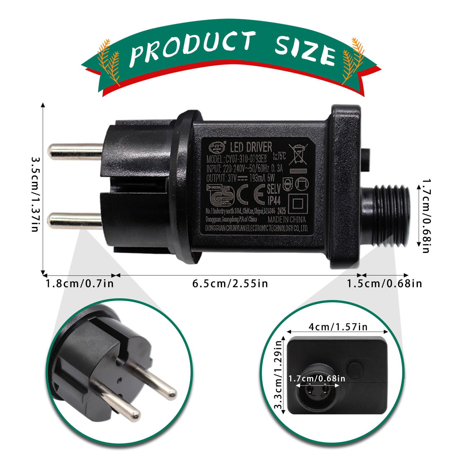 Transformateur LED 31V 6W étanche IP44 - Lot De 2 Avec 8 Modes Et Minuterie | Pour Guirlandes Lumineuses Basse Tension