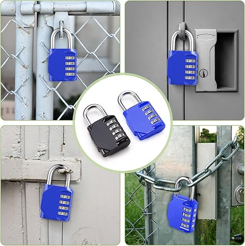 Miniatura 6 de KeeKit Cerradura de combinación, candado de combinación de 4 dígitos, cerradura combinada reiniciable, cerradura de puerta impermeable para