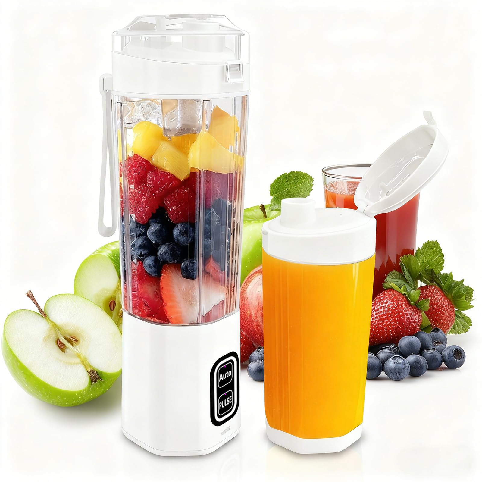BEGABERジューサー ミキサー 700ML 大容量 バッテリー 6000mAh 一台多役 コードレス 20000回/分高速回転 野菜 果物 ジュース 離乳食用 栄養補充 小型 ミニ 一人 用持ち運び お手入れ簡単 持ち運びやすい 出張/旅行/アウトドア/オフィス USB充電式 日本語取扱説明書付き（ホワイト）