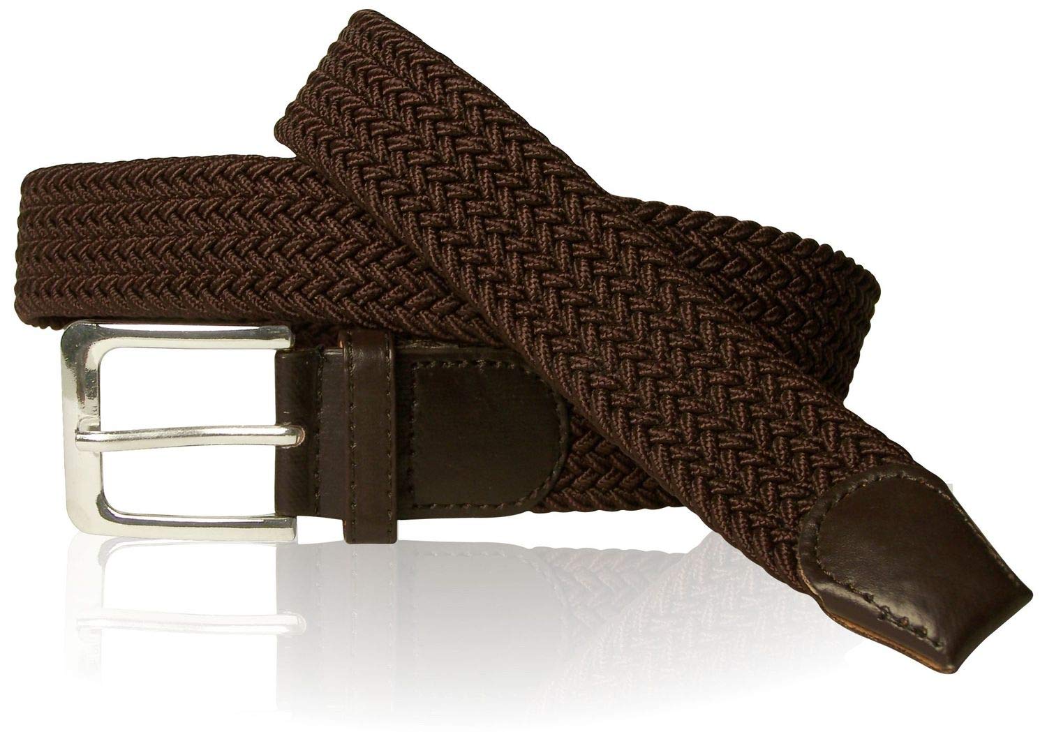 FRONHOFER Stretchgürtel 3,5 cm elastisch, stufenlos, Übergröße | Bundweite 90-135 cm, Gewebe mit Kunstleder an Schnalle und Spitze, silberne Schließe, dehnbar