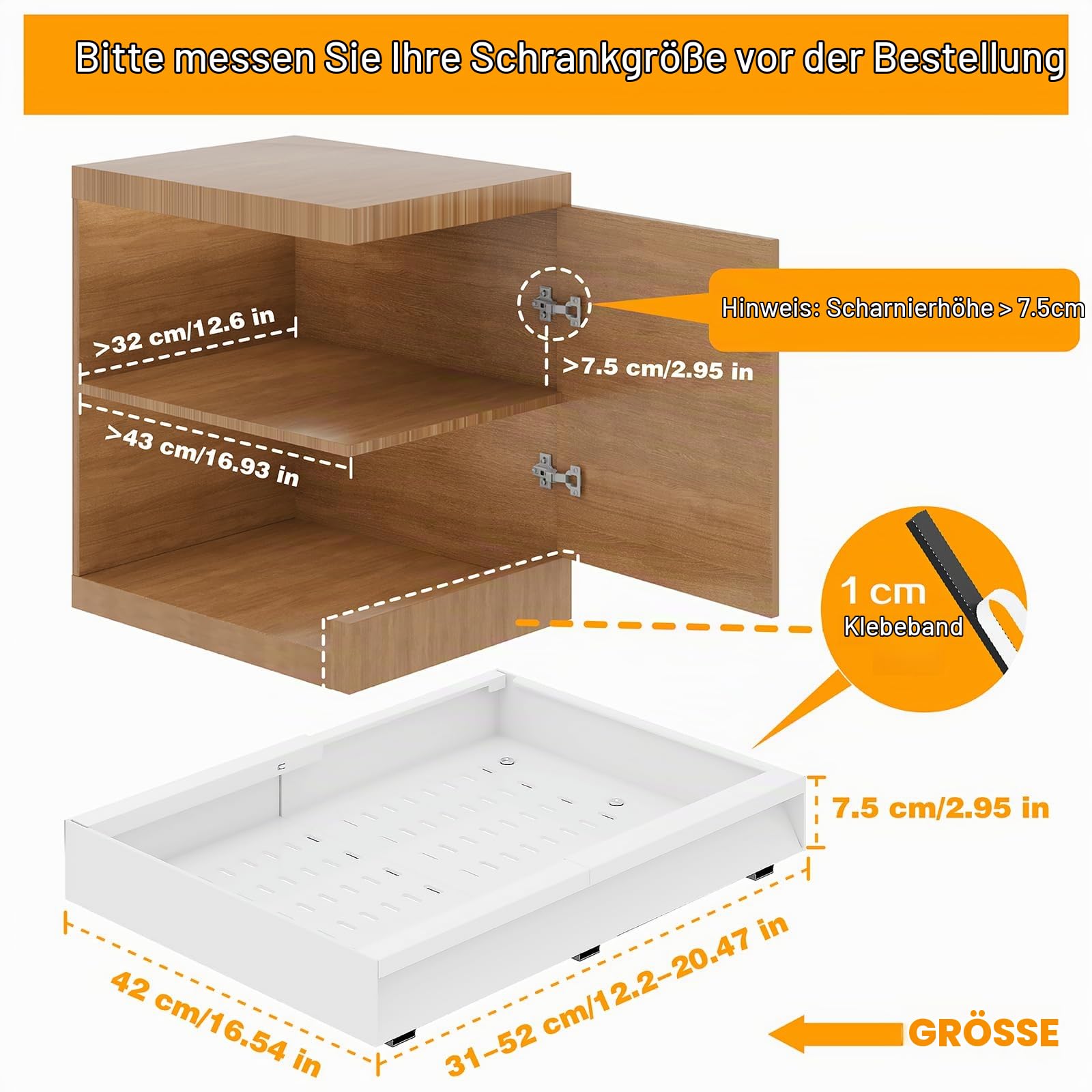 4 Stück Ausziehbare Schublade Küche, Teleskopschublade mit Griff, Verstellbare Breite 31–52 cm, Metall Schrank-Schubladen-Organizer, mit erhöhten Klebepads, keine Bohrung erforderlich, Weiß
