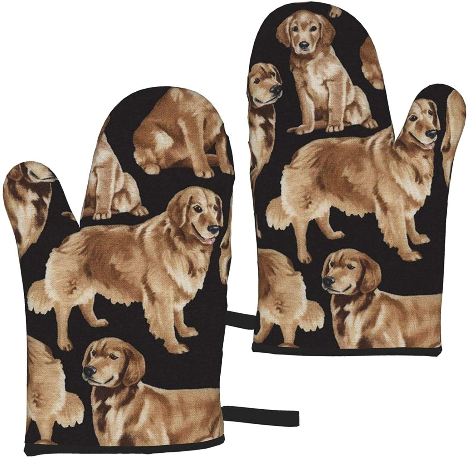 Oven Mits Golden Retrievers Baking Gloves Set Of 2 Heat-Resistant Kitchen Gloves Women Men Cooking Bbq Grilling Microwave