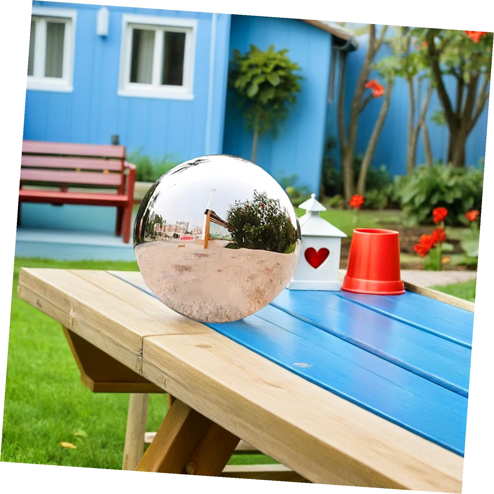 SUPVOX Sfera Argento Giardino Inossidabile e Riflettente da in Acciaio Semplice Design Decorativo per Prato Cortile