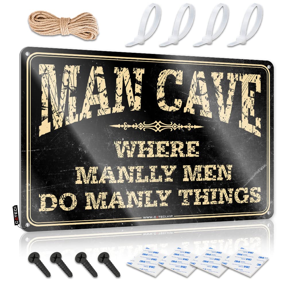 HELIOFORGE Garage Signs Funny Where Manlly Men Do Manly Things Sign Beer Decor Garage Accessories For Man Cave(30X40CM)