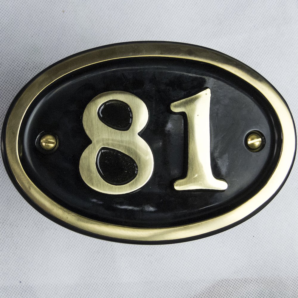 Signs & Numbers Solid Brass House Number Oval Design (No 81)