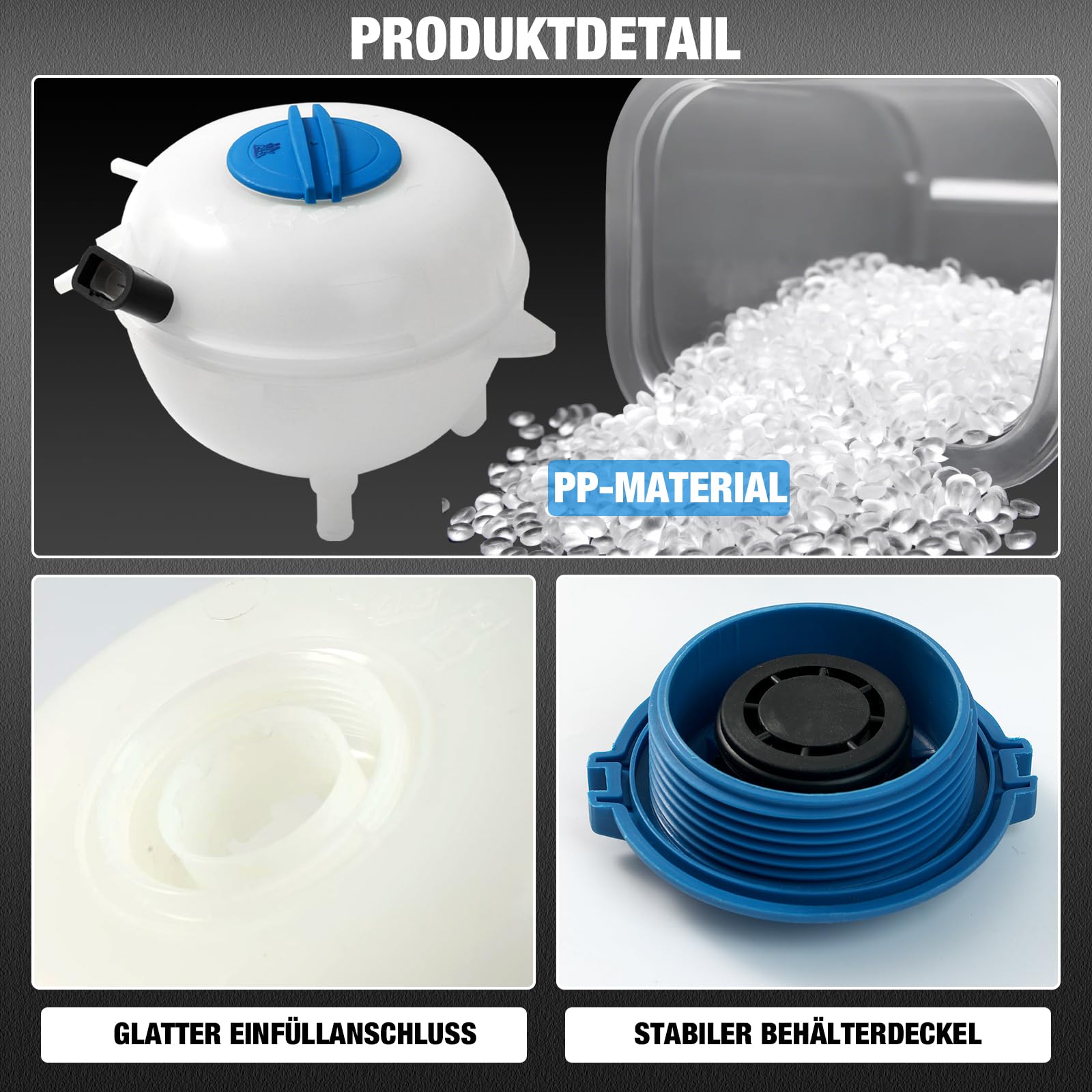 Ausgleichsbehälter Kühlmittel mit Deckel Kühlmittelbehälter kühlwasserbehälter für VW Transporter T5 7H0121407B 7H0121407C