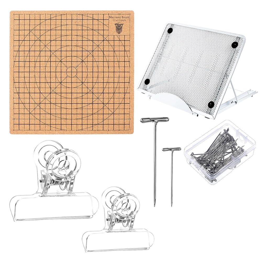 UDSKNV[KSL Adjustable Holder Sided Grids and 104pcs Macrame Board Macrame Project Board Macrame Tools for Braiding Cording Bracelet