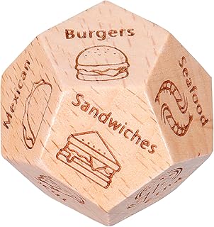 12-Sided Wood Food Decision Anniversary Christmas Date Night Gifts for Couples Husband Wife Boyfriend Girlfriend Valentines Day Gifts for Him Her Wedding Birthday Gift 5th Wood Anniversary for Him Her
