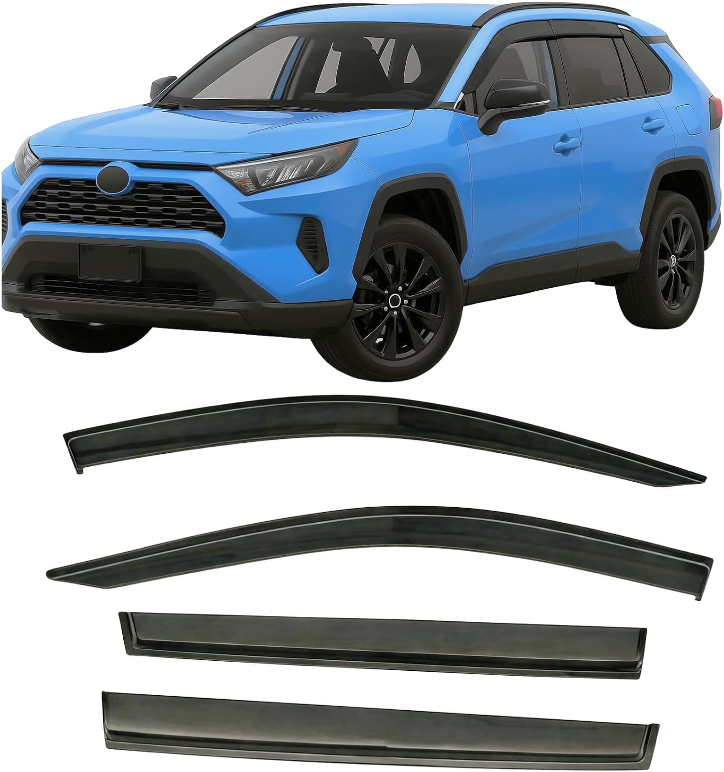 2019-2025 Tape-On Rain Guards Side Window Deflector Visors for Toyota Rav4 LE XLE SE XSE Hybrid Premium Limited 2020 2021 2022 2023 2024