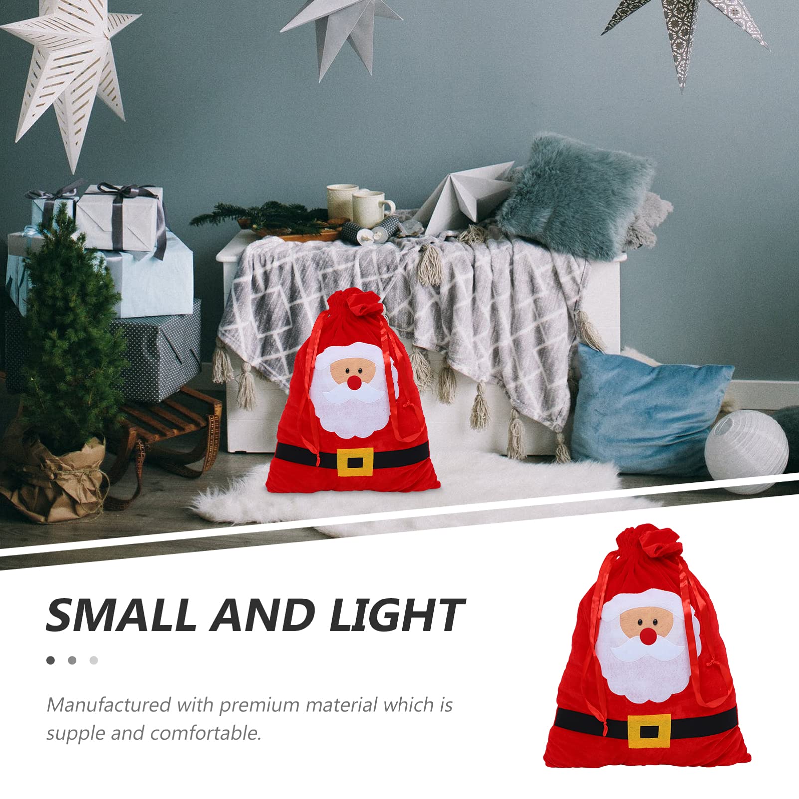Didiseaon 2piezas Bolsa Navideña De Papá Noel Cordón Saco De Almacenamiento Para Dulces y Para Fiestas y Celebraciones Diseño Sencillo y Práctico
