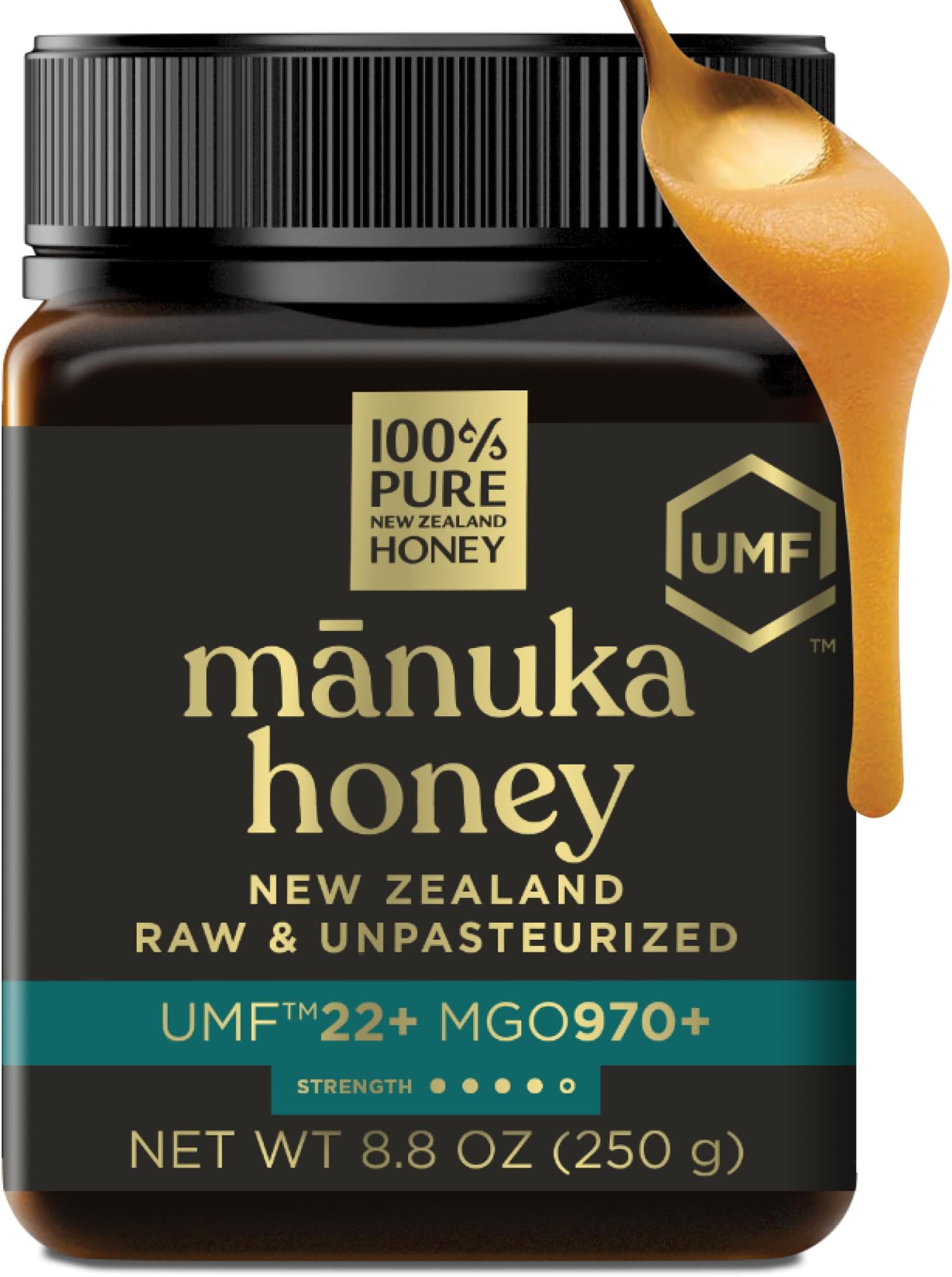 Manuka Honey UMF 22+ MGO 970+ 100% Pure New Zealand Certified Ultra Premium Raw 8.8 oz (250 g)