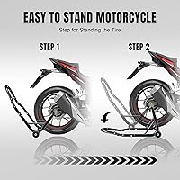 Vista 4 de Caballete de motocicleta, soporte de rueda trasera combo, capacidad de 500 libras, soporte de basculante para paddock para moto deportiva, apto