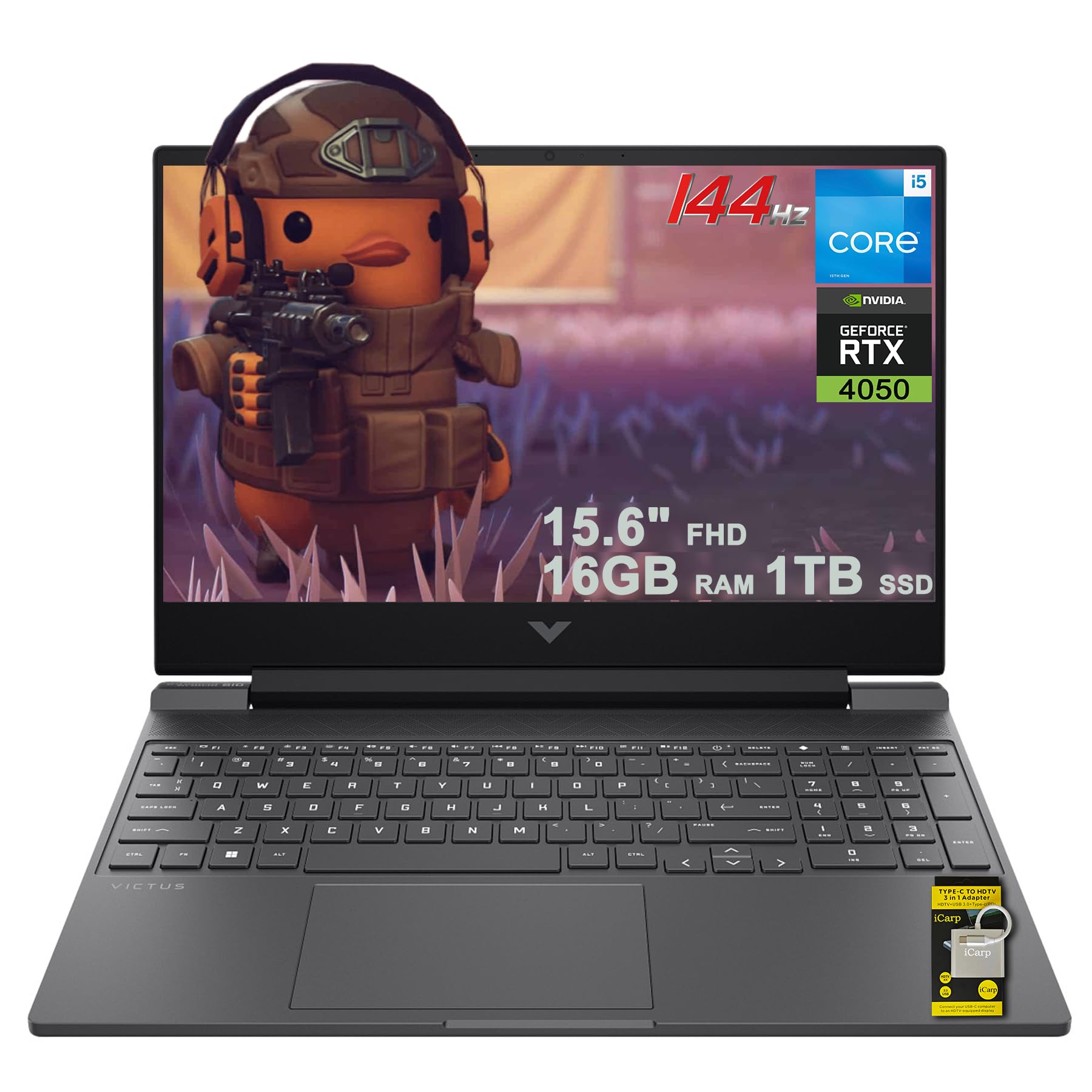 HP Victus 15 Gaming Laptop 15.6" FHD IPS 144Hz Intel 8-core i5-13420H (>i7-12650H) 16GB DDR4 1TB SSD GeForce RTX 4050 Backlit Type-C DTS:X Ultra Wi-Fi 6 Win11 ICP Acc