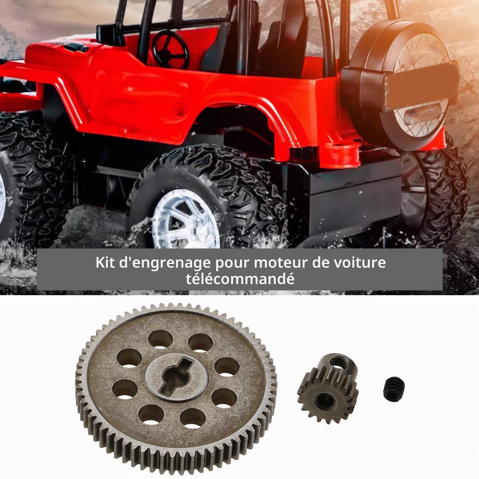 1 Jeu d'engrenages Droits pour Voiture RC Engrenage Principal 64T Engrenage Moteur 17T Compatible avec Redcat L-ightning EP Drift Compatible avec L-ightning EPX Pro Camion à échelle 1/10