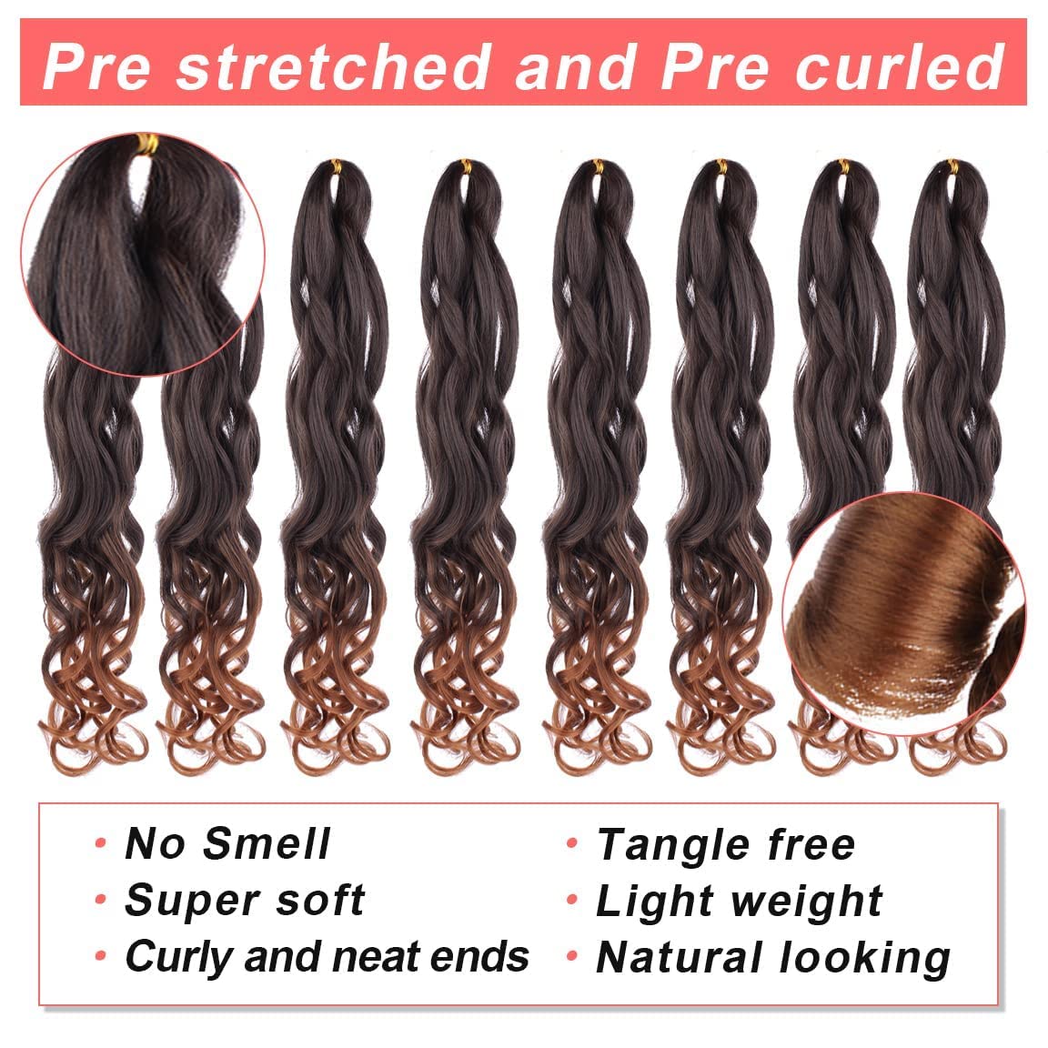Xtrend 14 Inch French Curly Braiding Hair - Pre-curled Bouncy Braids with Curly Ends for Goddess Box Braids - 8 Packs - Image 4
