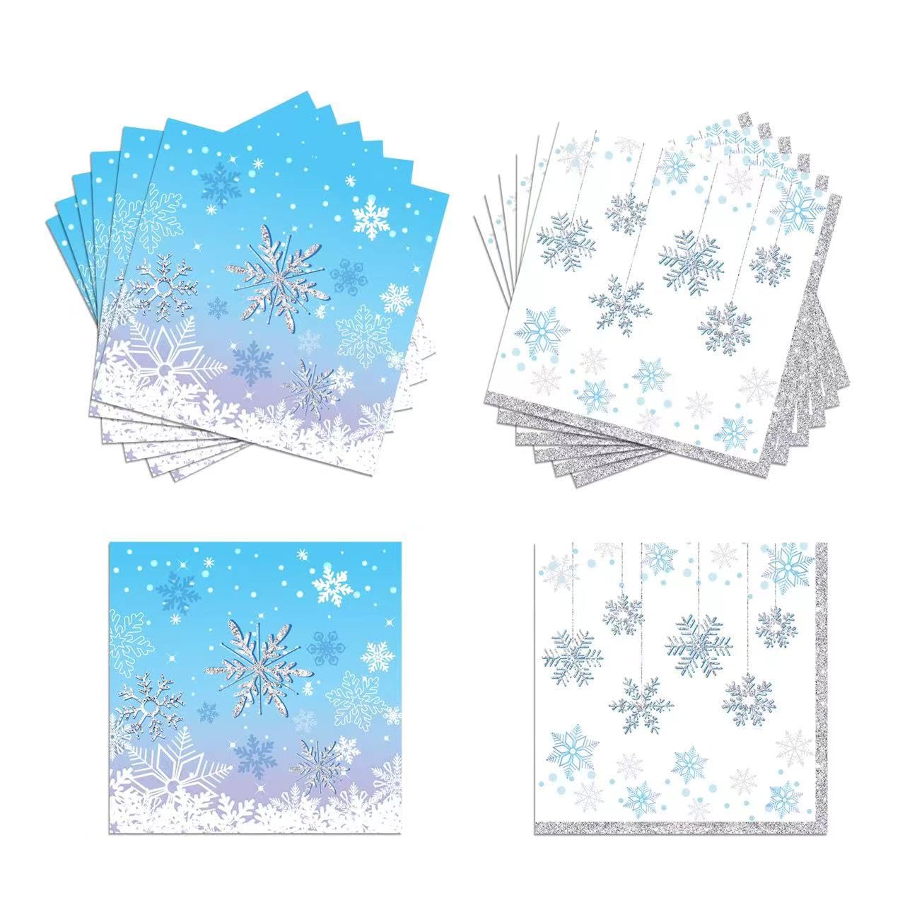 Winter Wonderland Decorations,Snowflake Party Decorations,Winter Wonderland Napkins(40pcs)