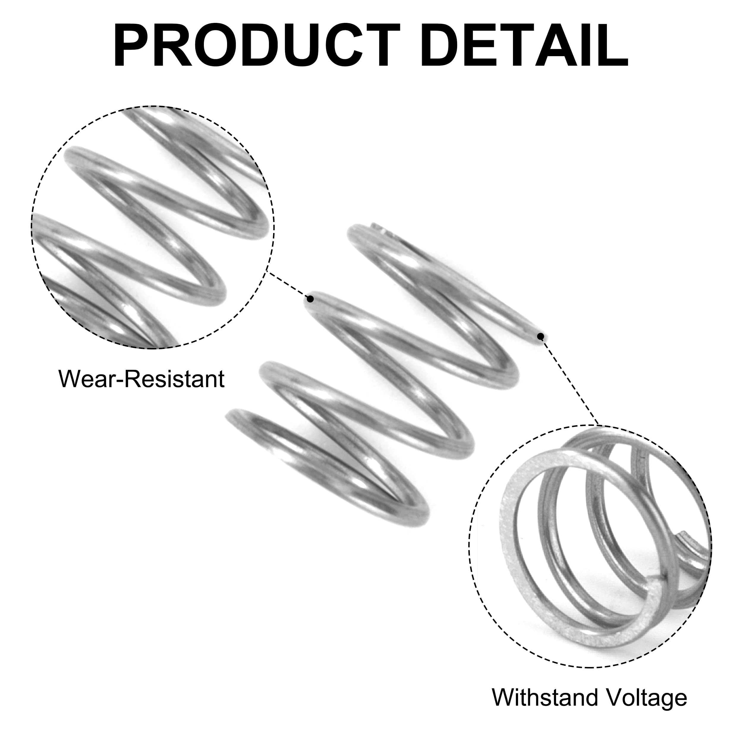 20 Ressorts De Compression En Acier Inoxydable - 10mm De Long, Fil 0,2mm, Diamètre 2mm - Force 0,13KG - 2