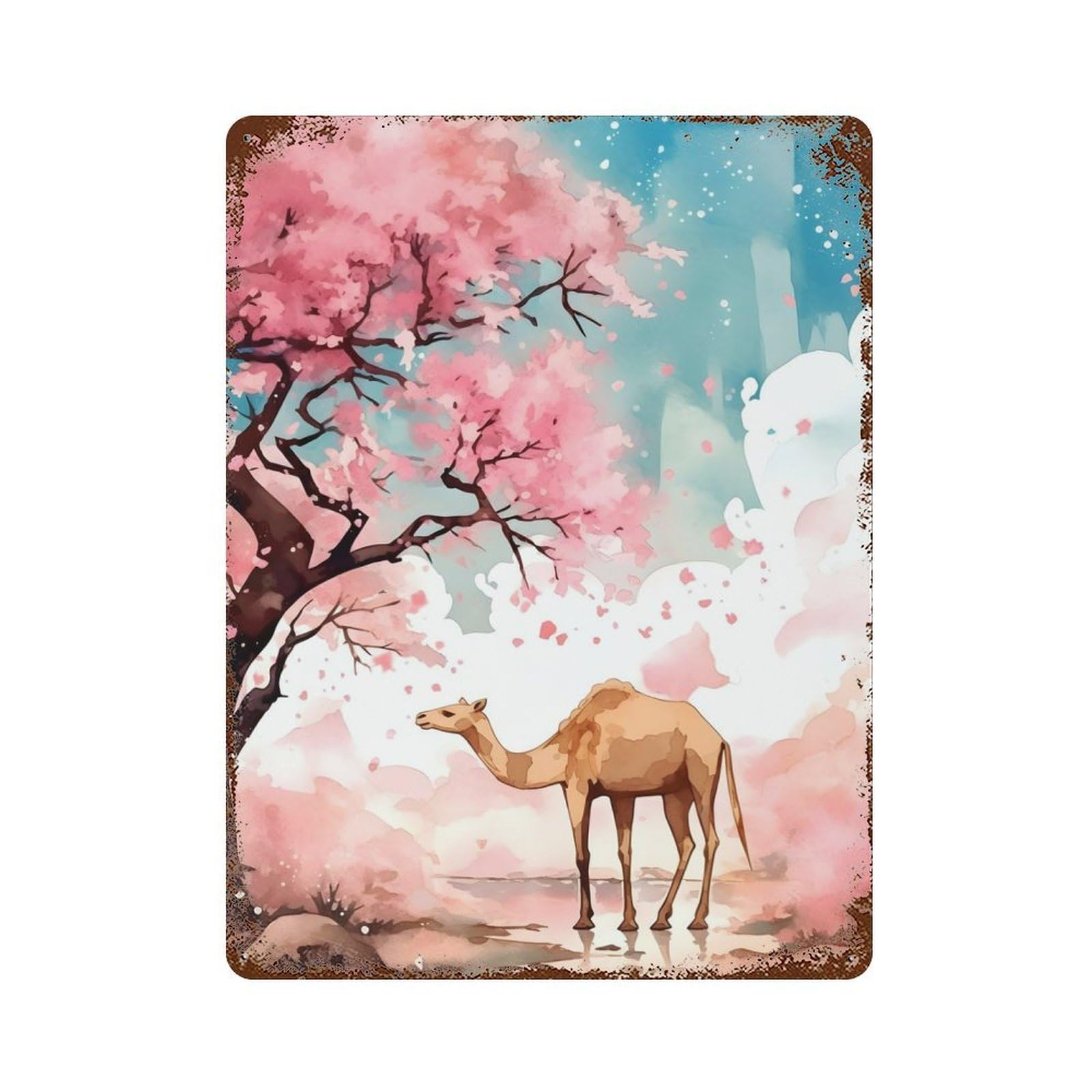 Garage Style Camel Vintage Rust Metal Sign 15.7"x11.8", Shabby Chic Decor for Bar And Workshop