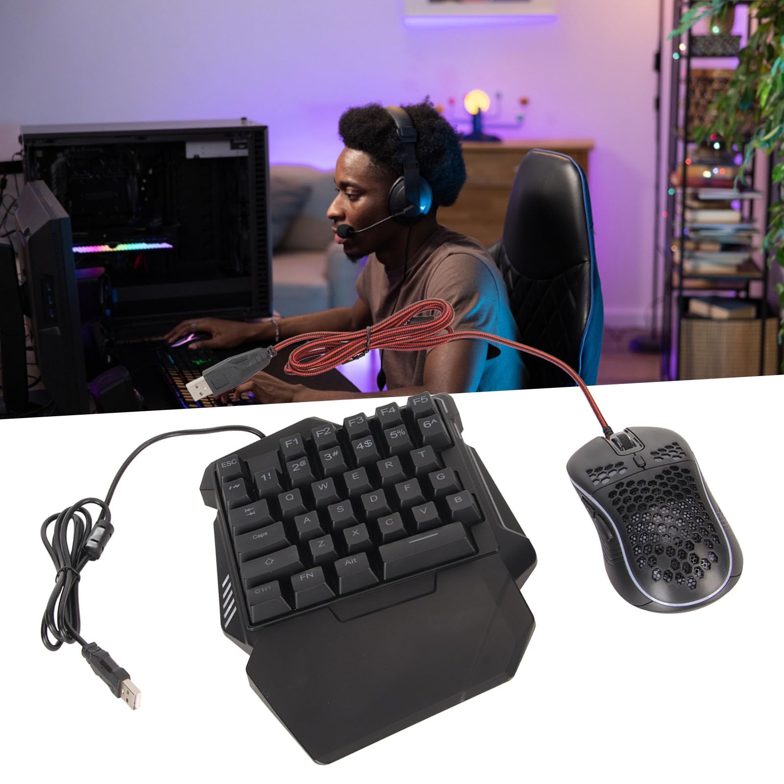 Convertidor de Teclado y Ratón Combo Función Gaming Use Plug and Play con GM86 Gaming Mouse y One Handed G7 Silent Keyboard, Soporte para PS3 4 5 para para Switch