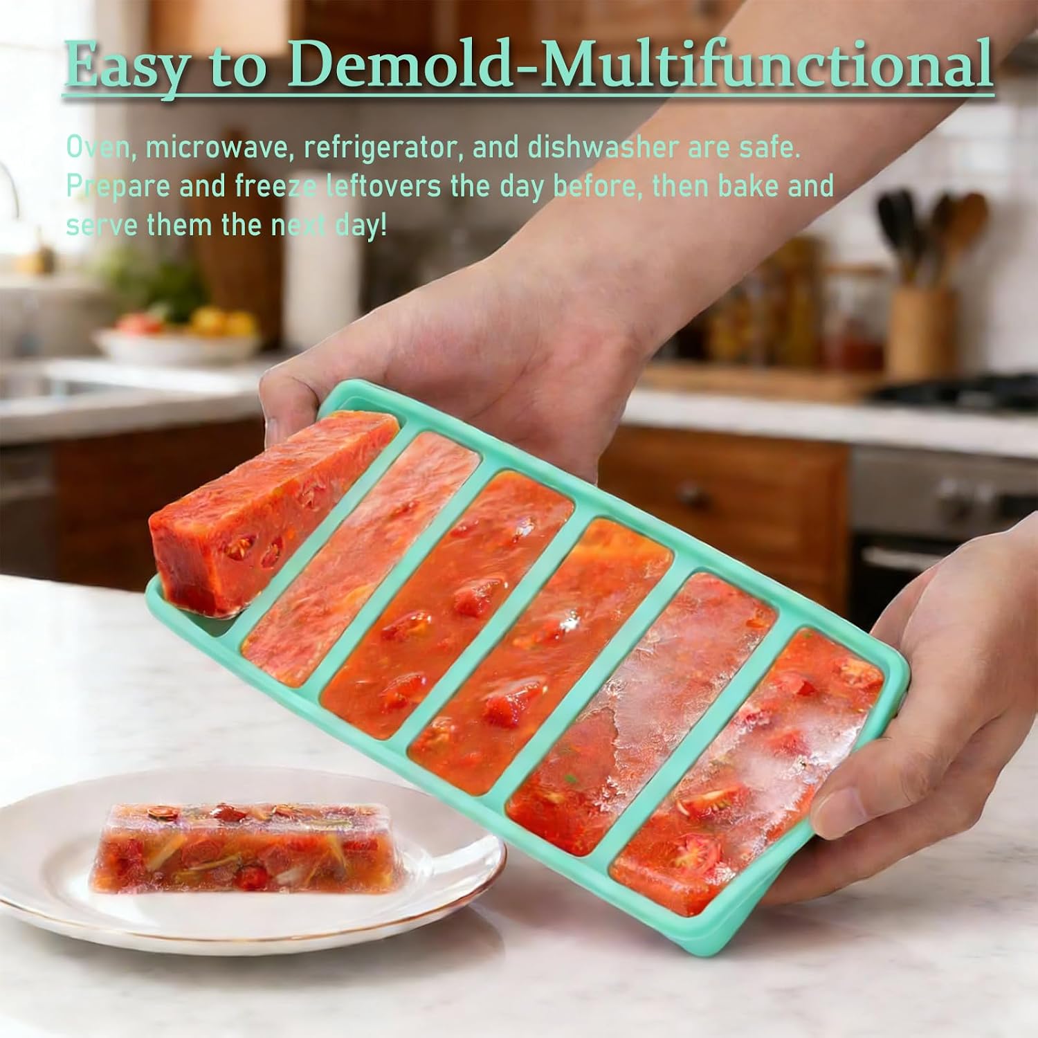1/2 Cup Covered Silicone Freezer Tray, 2-Piece Set Of Silicone Freezer Molds, Used For Preparing And Freezing Various Sauces And Other Dishes, Making 12 Portions Cube