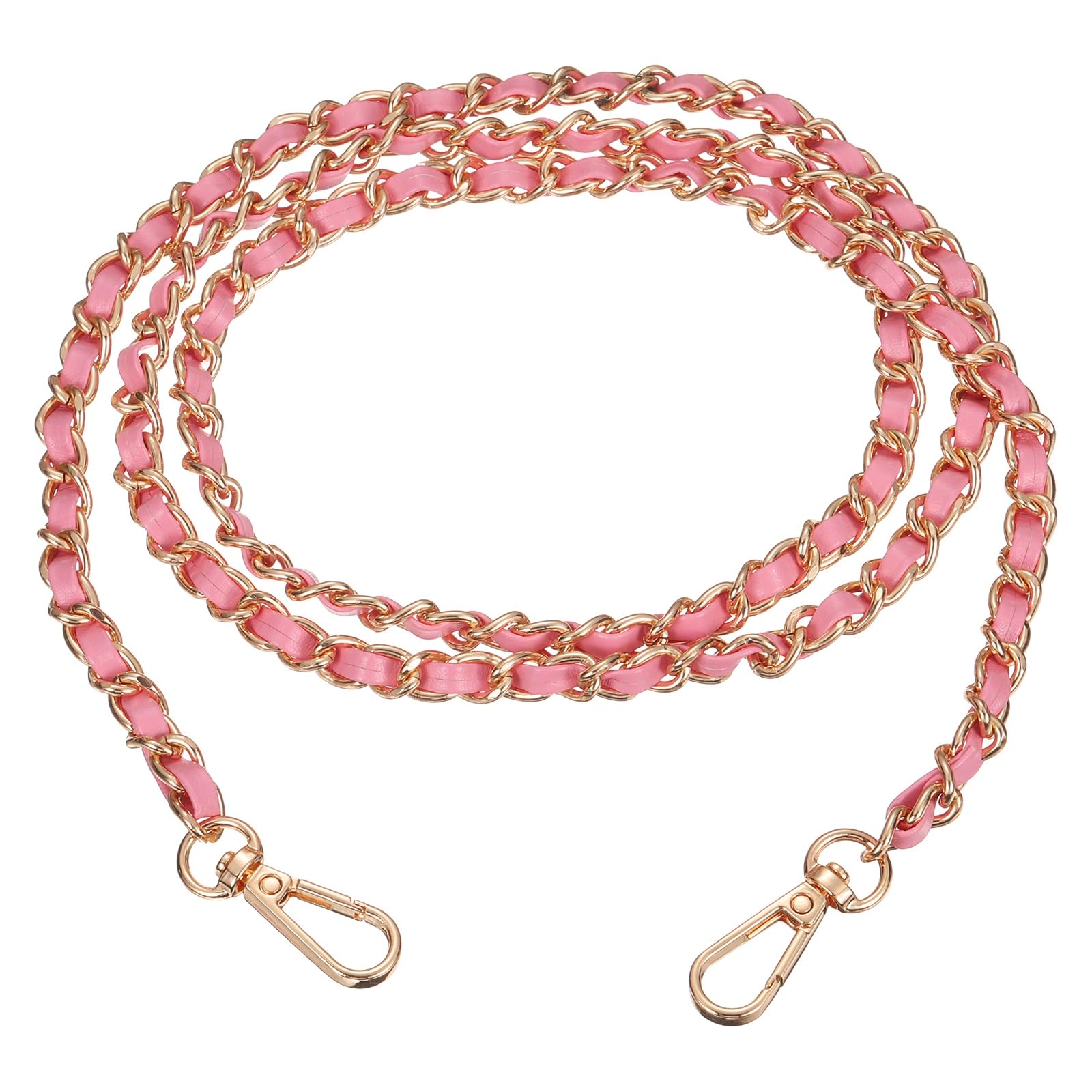 TIXIPEM 1Pcs Purse Chain Strap 47.2 inch Metal Light Gold, Pink