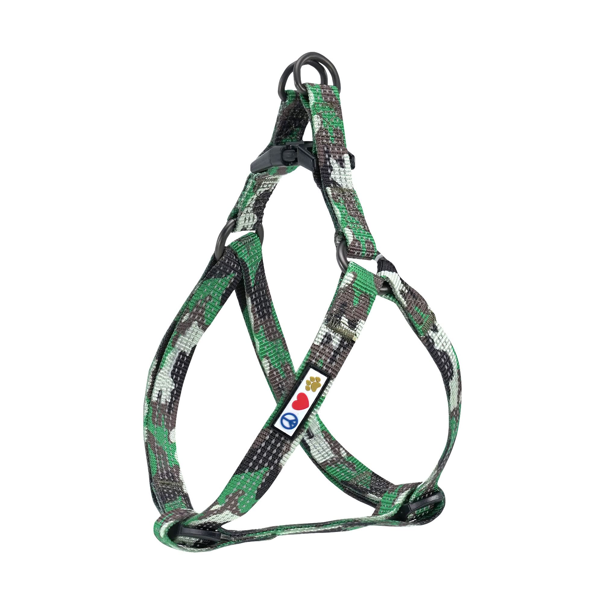 Pawtitas Reflective Step-in Dog Harness – Adjustable No-Pull Vest for Puppies to Seniors, Safe & Comfortable, M Camo Green