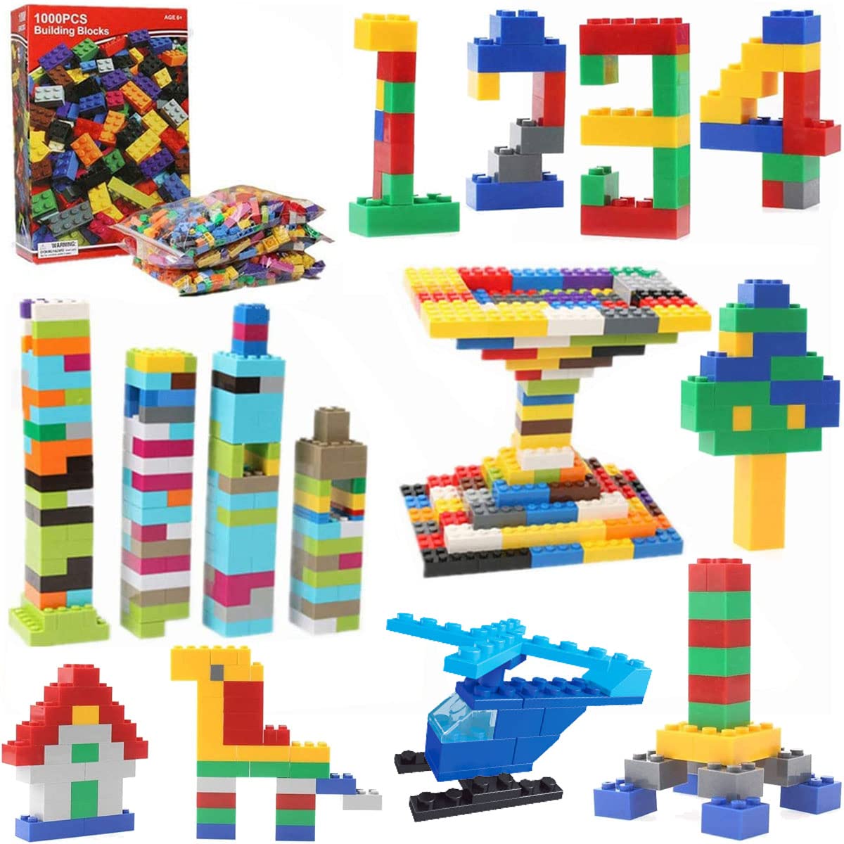 DLMAONN 1000 Pcs Building Blocks Set Children Education Toy Multicolor Assemble Toy Gift for Kids