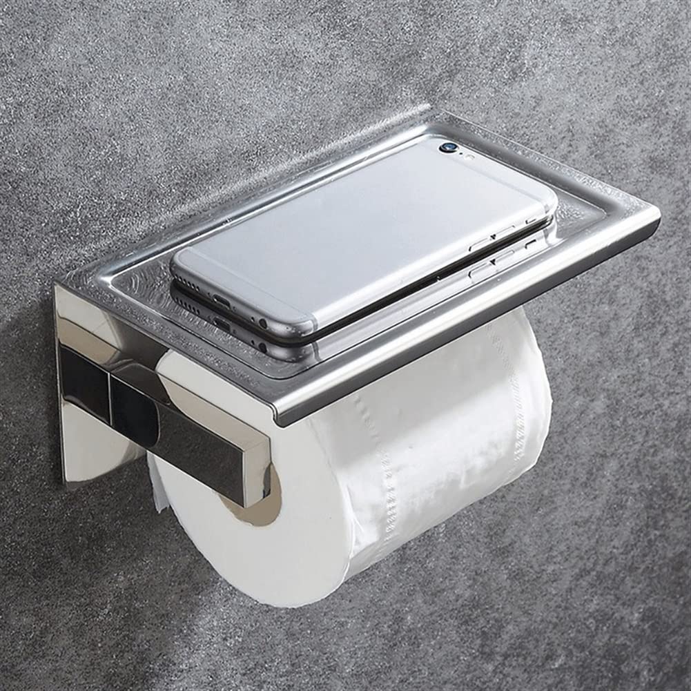 Półki łazienkowe Uchwyt na papier toaletowy ze stali nierdzewnej, uchwyt ścienny na papier toaletowy, uchwyt na telefon, pudełka na chusteczki, uchwyt na ręczniki papierowe kuchenne (kolor: jasn