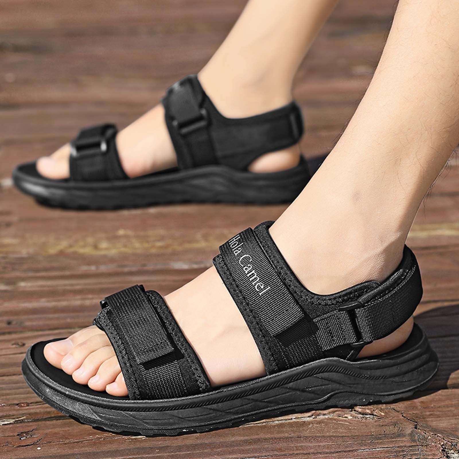 Generisch Trekkingsandalen Herren, Leder Sandalen Mit Klettverschluss, Trekking Sandalen, Sommersandalen Sport- & Outdoorsandalen Ledersandalen Sommer Schuhe Breite Füße Wandersandalen Sommerschuhe