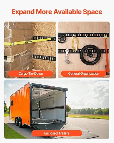 Miniatura 6 de VEVOR Kit de riel de amarre E Track, 30 piezas de 5 pies E-Tracks incluye 4 rieles de acero y 2 ranuras individuales, 8 juntas tóricas y 8 amarres