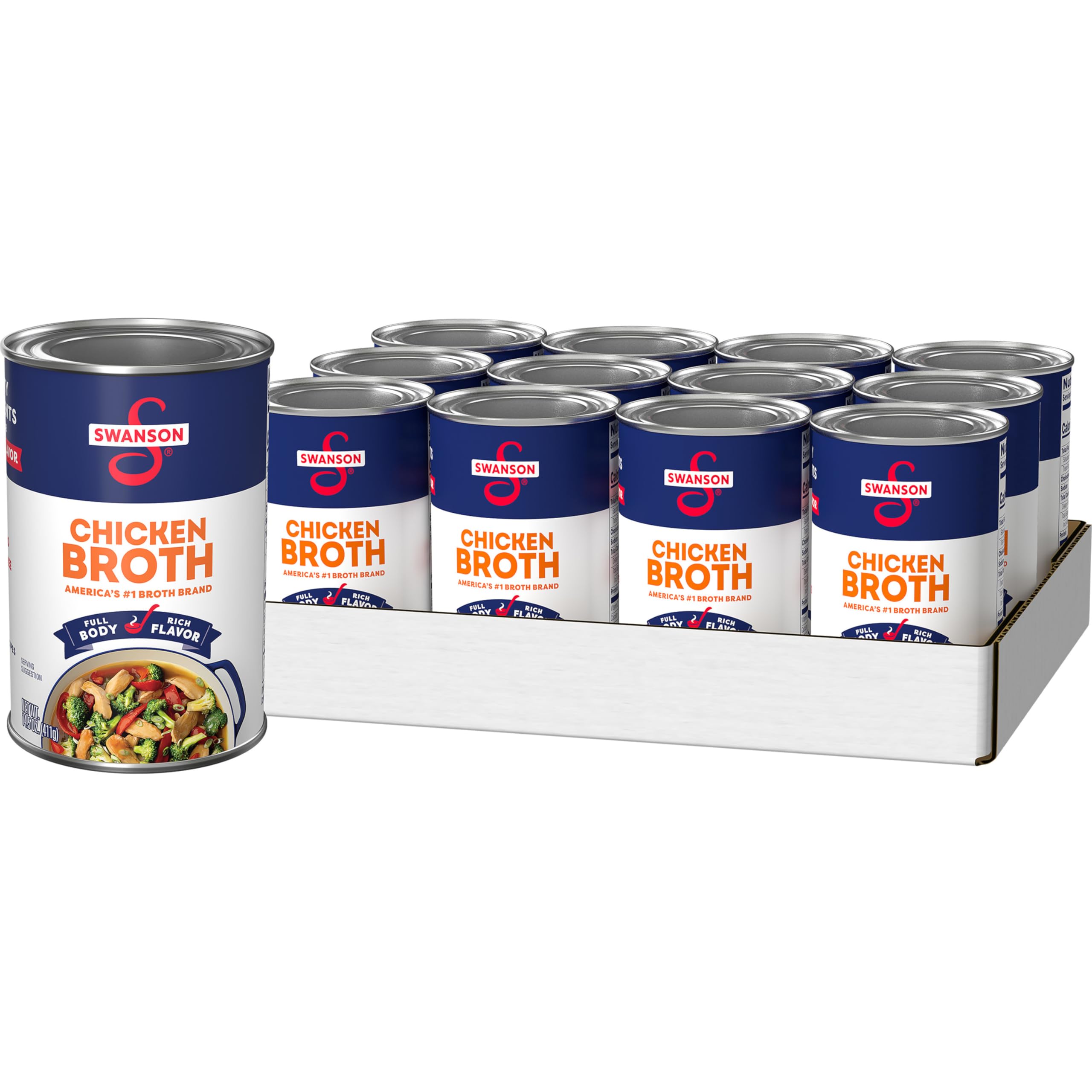 Swanson 100% Natural, Gluten-Free Chicken Broth, 14.5 Oz Can (Pack of 12)