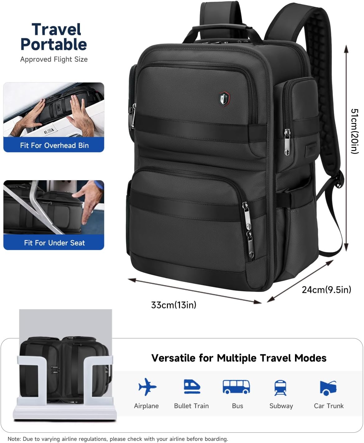 Business Backpack for Men, 17.3 Inch Professional Work Laptop Backpack with Dual Charging Ports & Massage Straps, TSA Friendly Travel Backpack for Commute, College & Business Trips, Black