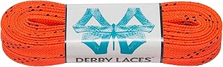 Derby Laces Orange 96 Inch Waxed Skate Lace for Roller Derby, Hockey and Ice Skates, and Boots