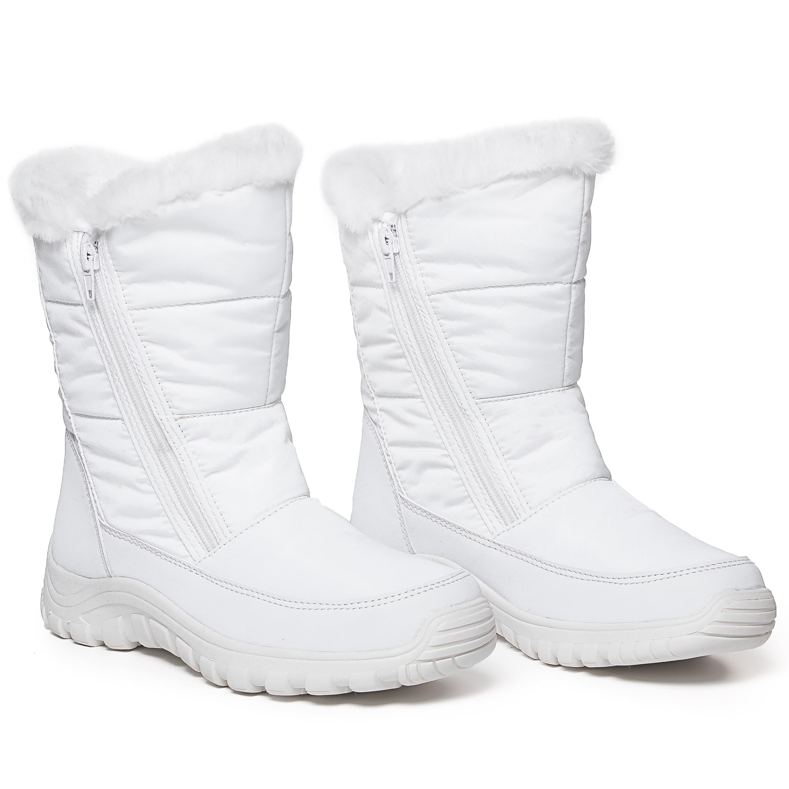Polar Womens Memory Foam Twin Zip Opening Pull On Nylon Waterproof Thick Faux Fur Lined Winter Rain Snow Boots - UK8/EU41