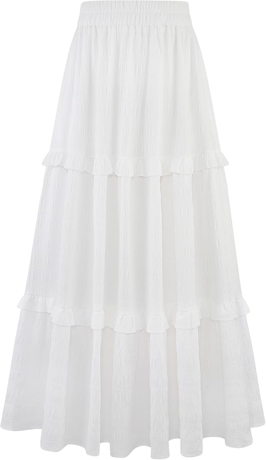 Gracyoga Maxi Skirts for Women Casual Elegant High Waisted A Line Flowy Ruffle Tiered Long Skirt with Pockets