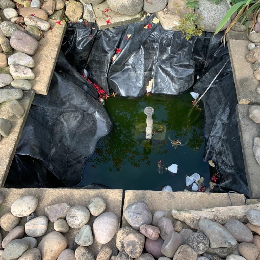 Revestimiento de Estanque Flexible Jardín Impermeable Pond Liner 1×8m 2×9m 5×5m 8×10n 10×10m Lona Estanque Exterior Lámina Estanque para Cascada Estanques de Peces Negro(Tamaño:4x4)