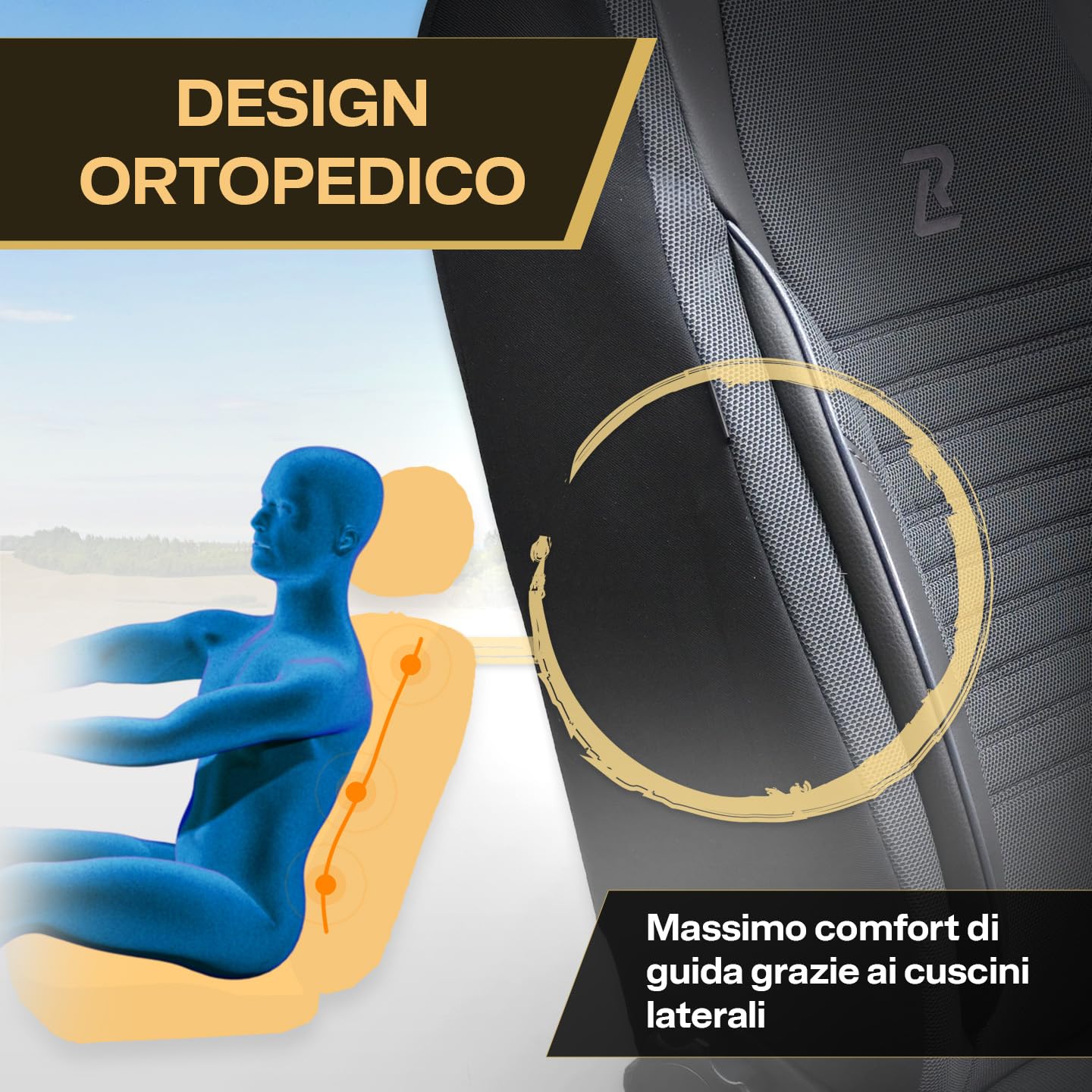 LUCARO Coprisedile Auto per Universal in Ökoleder Ares, Grigio