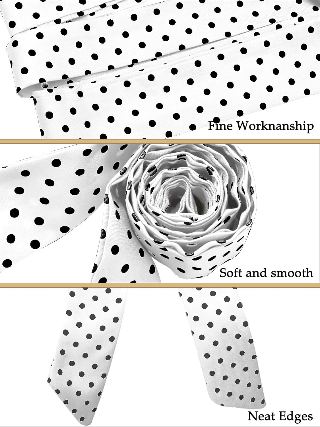Tie for Women Girls Skinny Polka Dot Neck Scarf Satin Ribbon Bow Tie Accessory for Shirts Uniforms Cosplay Party