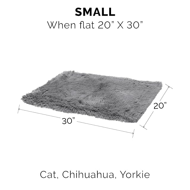 Foto 2 de 8 de Furhaven Small Waterproof Calming Plush Long Faux Fur & Velvet Dog Blanket, Washable - Gray, Small