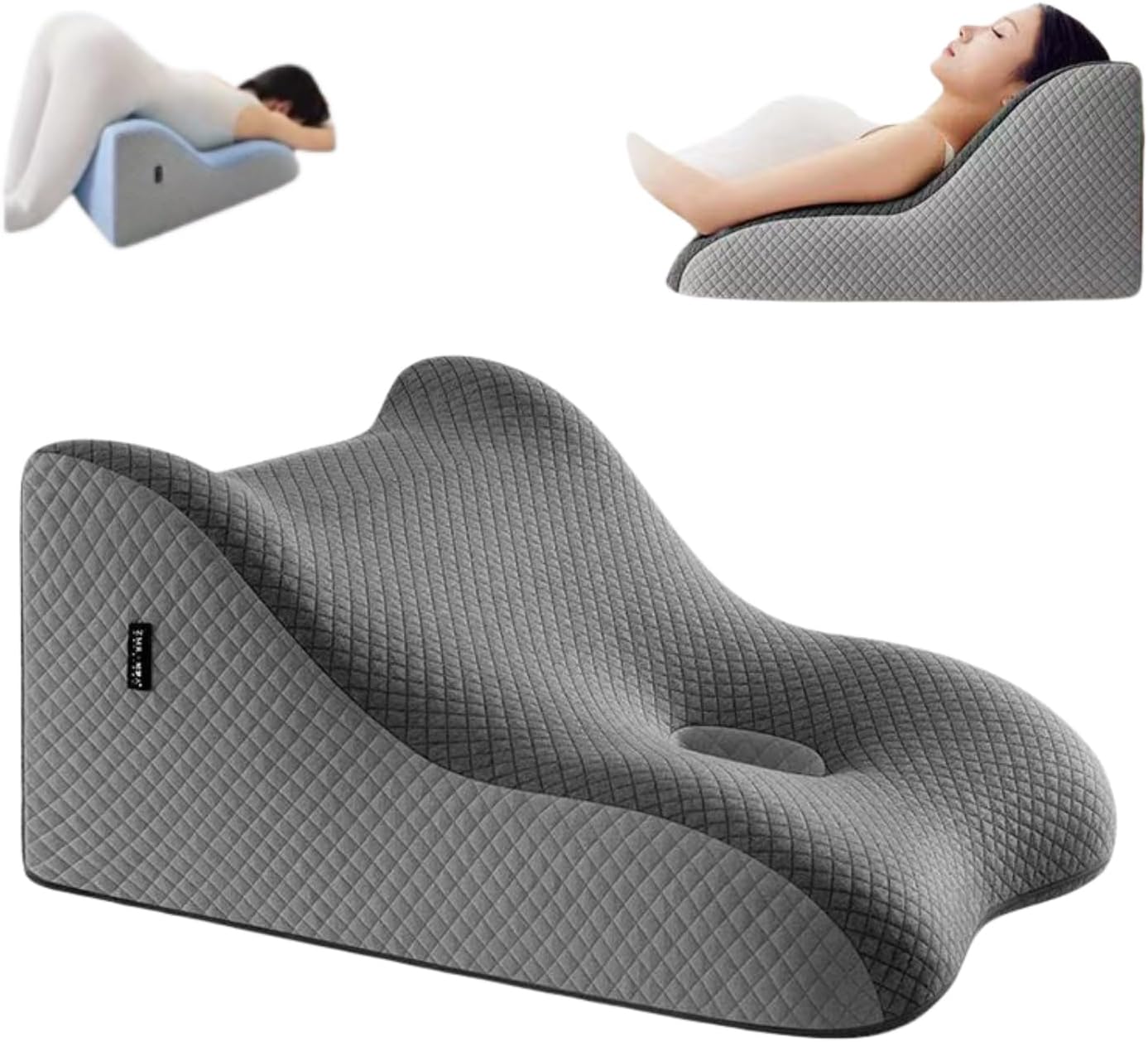 Memory Foam Lumbar Support Pillow - Orthopedic Pillow for Office Chairs, Beds, Couples Support Aid and Back Pain Relief - Ergonomic Comfort for Sitting, Sleeping (Blue Gray)