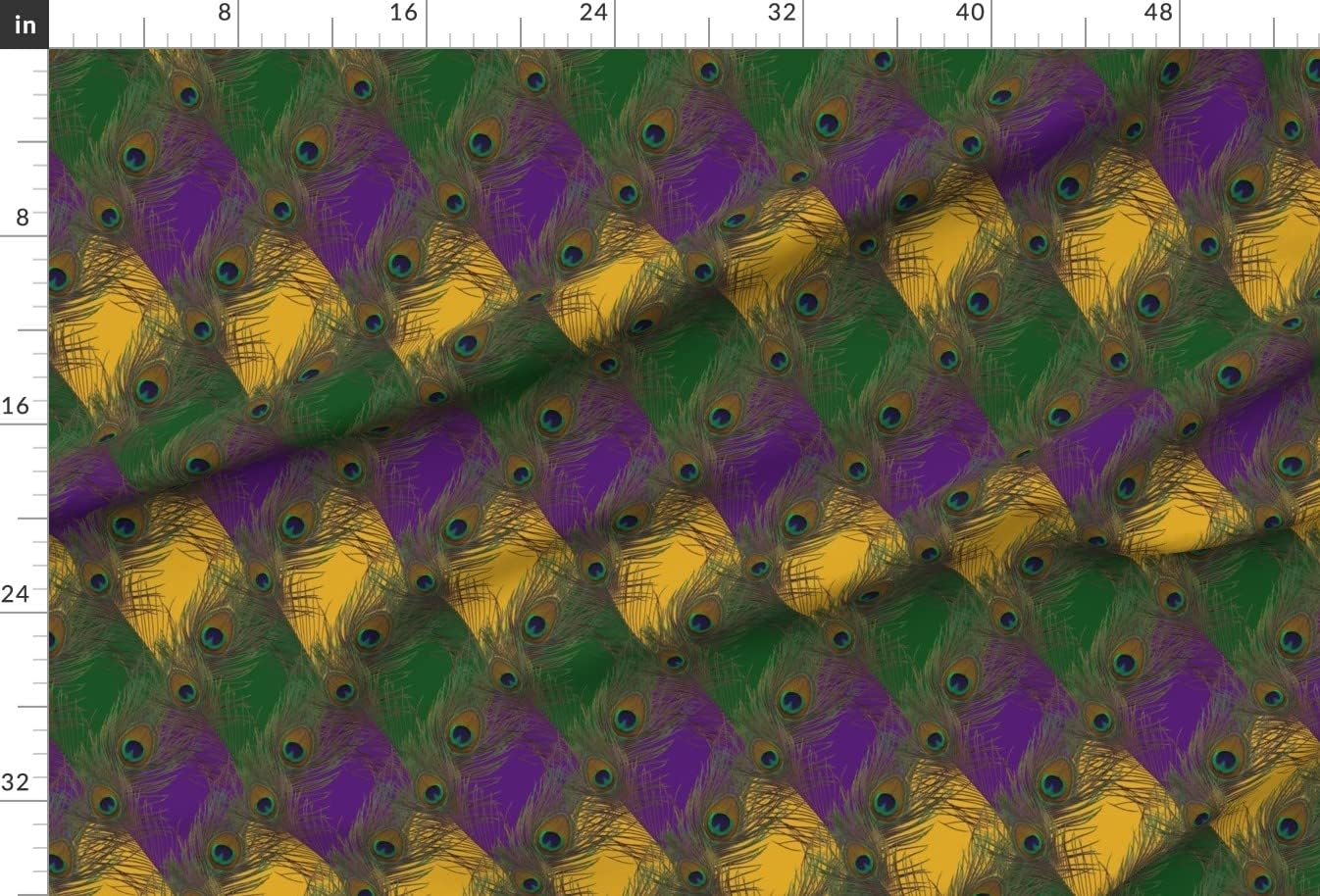 Spoonflower Fabric - Mardi Gras Carnival Carnivale Fat Tuesday Peacock Gold Purple Green Printed on Minky Fabric by The Yard - Sewing Baby Blankets Quilt Backing Plush