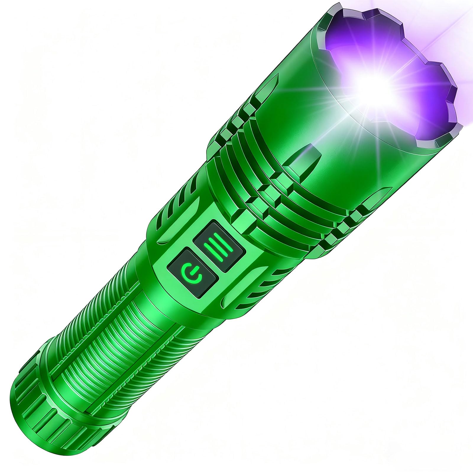 AdamStar Linterna recargable UV y de alta luminosidad, 2 en 1, potente linterna LED de luz negra, táctica, 6 modos, superbrillante, impermeable, con zoom, detector para curado de orina de mascotas