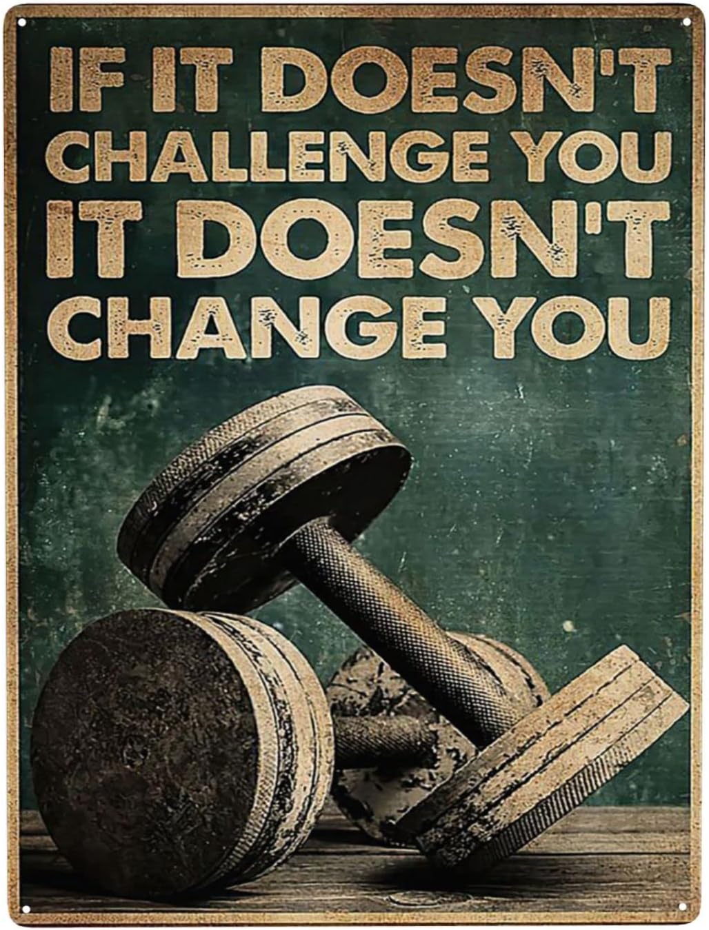 WZVZGZ Gym Room If It Doesn't Challenge You It Doesn't Change You Tin Metal Sign Wall Decor Fun Decoration for Home Kitchen Bar Room Garage Vintage Poster Plaque 8"x 12"