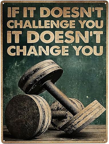 Miniatura 1 de WZVZGZ Letrero de metal con texto en inglés "Gym Room If It Doesn't Change You", decoración de pared divertida para el hogar, cocina, bar,