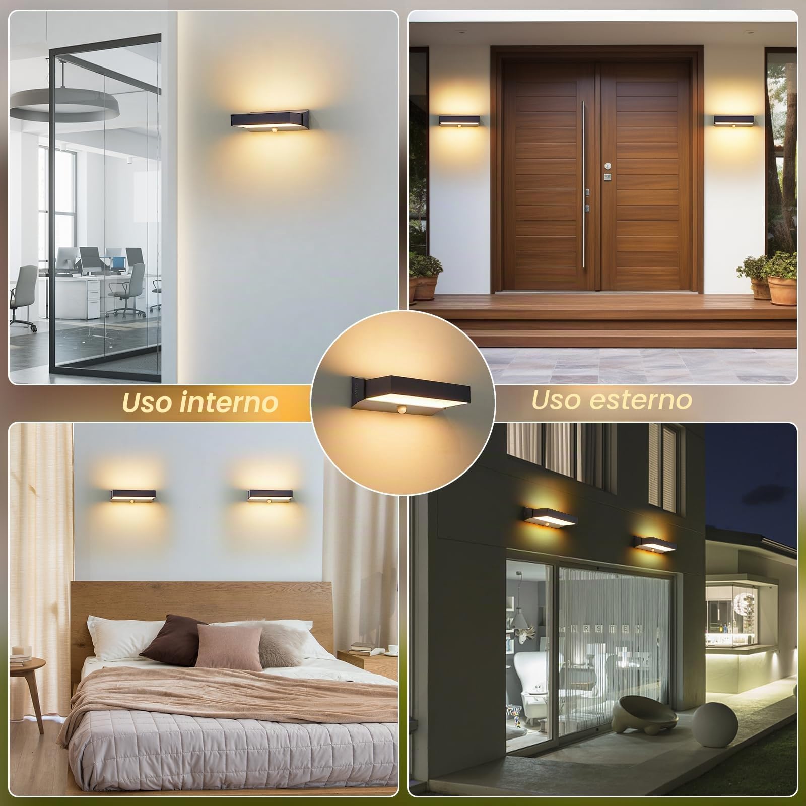 Applique da parete da esterno con sensore di movimento, moderna 11 W lampada da esterno a LED, IP65 lampada da esterno 3000 K Up Down illuminazione da parete esterna in alluminio, antracite