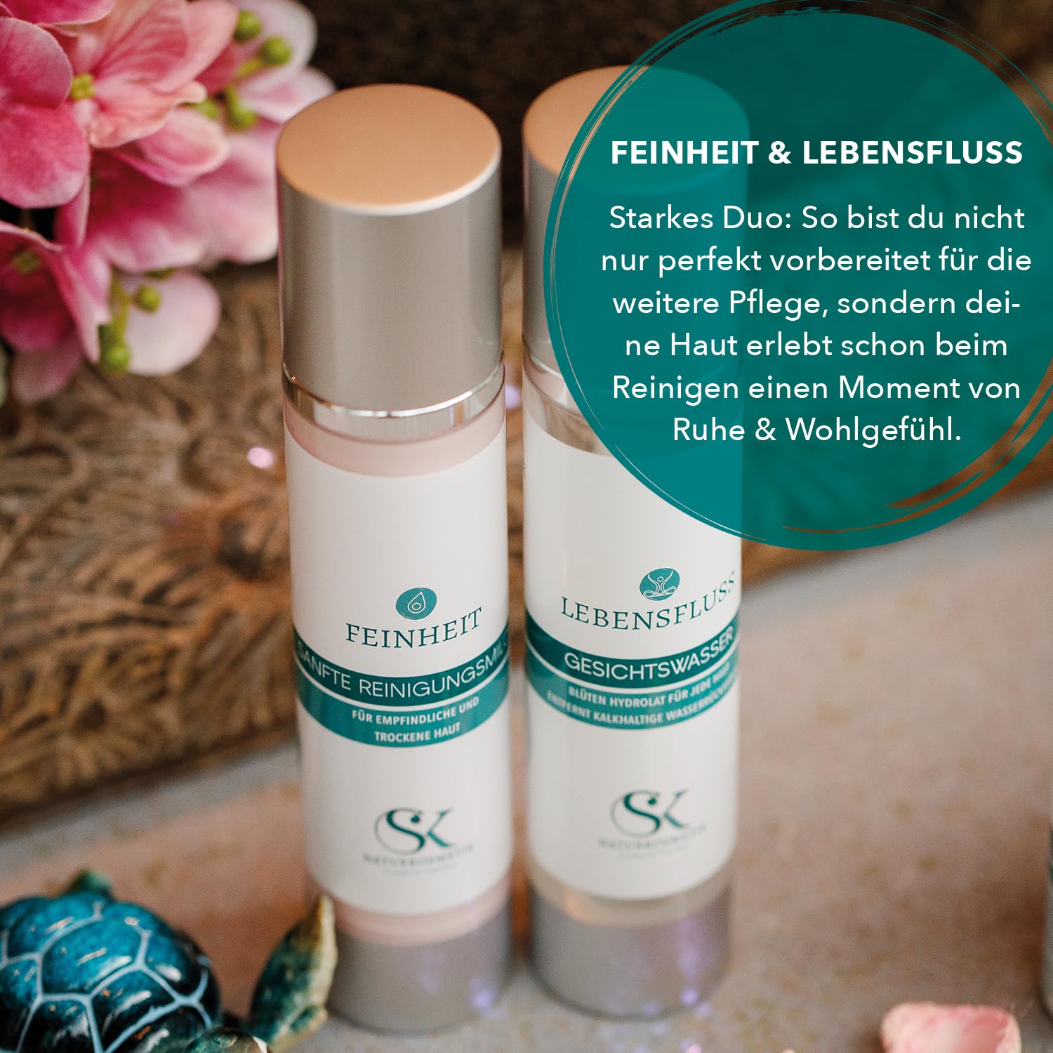 SK Naturkosmetik FEINHEIT Reinigungsmilch – sanfte Gesichtsreinigung mit Porzellanerde, Aprikosenmandelöl & Jojobaöl | mit Vitamin E & B12 | entfernt Make-up & Augen-Make-up ohne Brennen