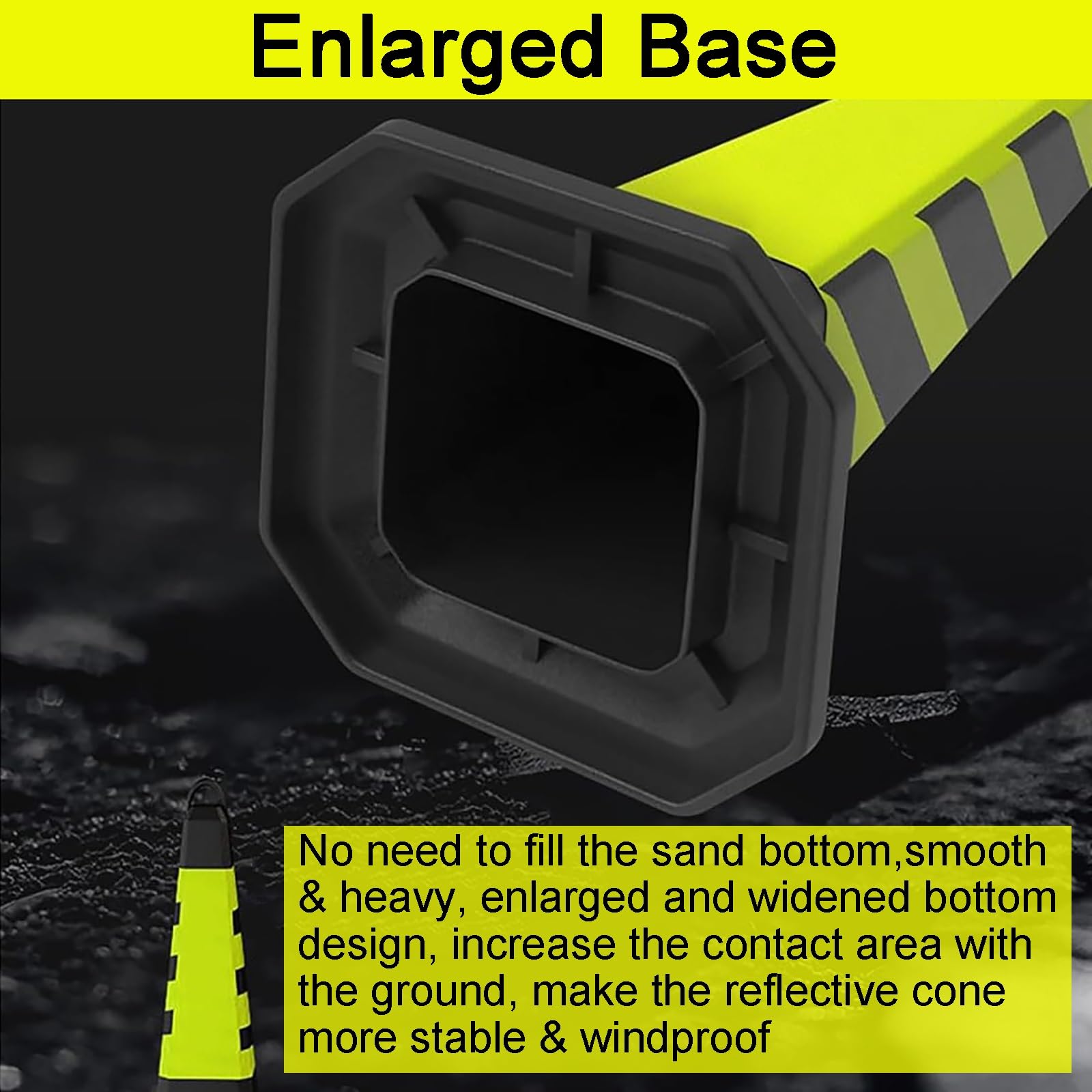 Cône de Signalisation,Bollard de Sécurité, Barrière D'allée, Plot de Marquage, Cône Circulation, Bandes Con Réfléchissantes, 70 cm(Black Yellow)