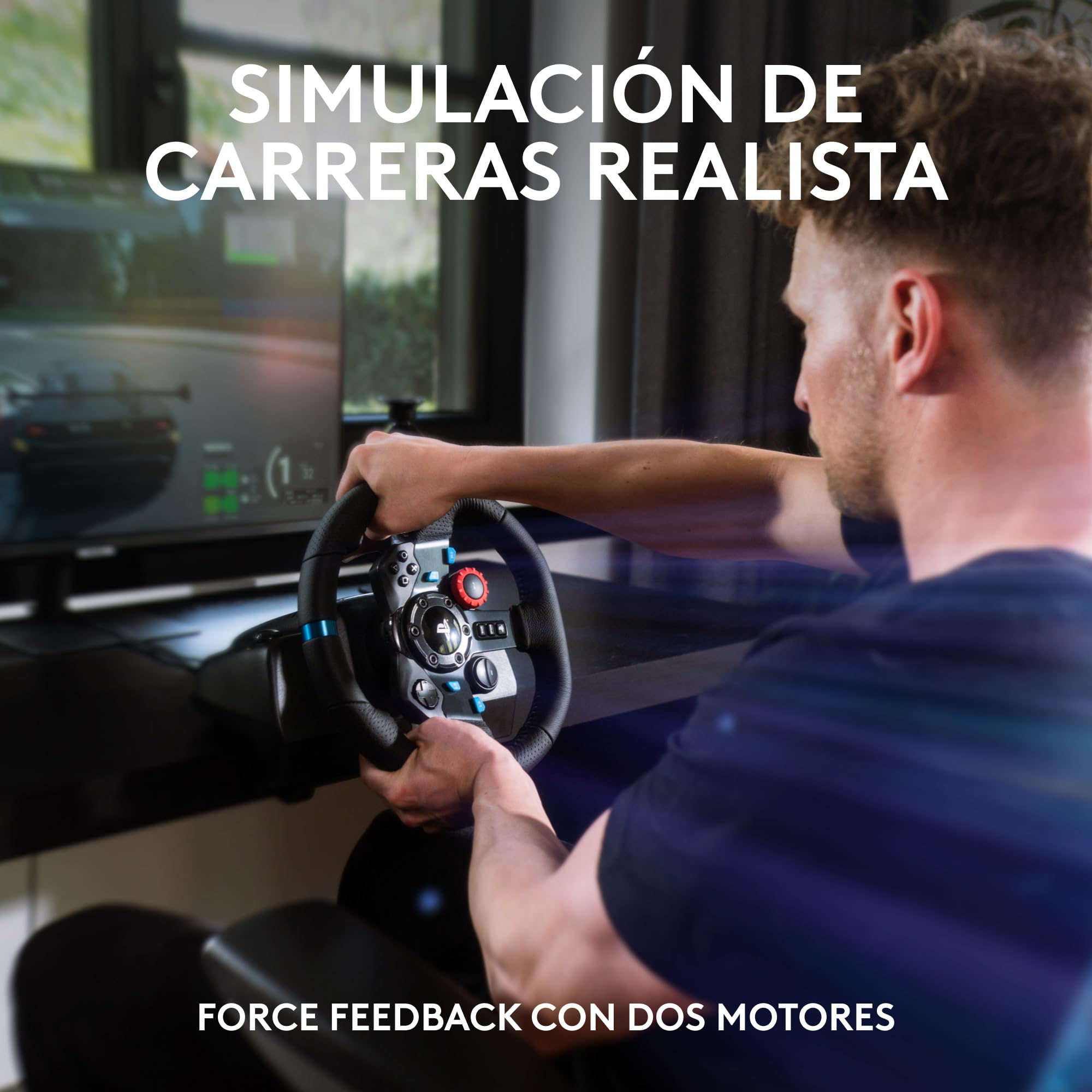 Logitech G G29 SE Driving Force, volante de carreras y pedales, Force Feedback, Cuero auténtico + Palanca de cambio Driving Force - Para PS5, PS4 y PC, Mac - Negro